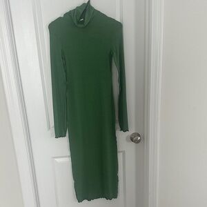 Topshop Forest Green Long Sleeve Dress